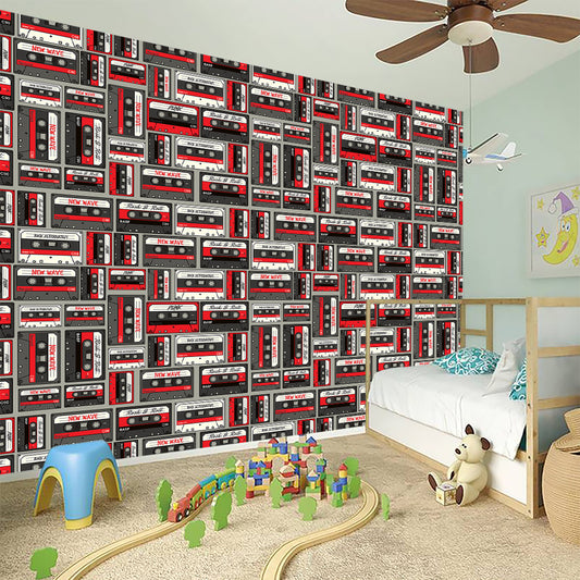 Retro Cassette Tape Pattern Print Wall Sticker