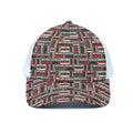 Retro Cassette Tape Pattern Print White Mesh Trucker Hat