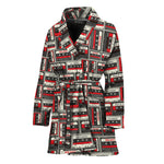 Retro Cassette Tape Pattern Print Women's Bathrobe