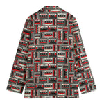 Retro Cassette Tape Pattern Print Women's Blazer