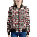 Retro Cassette Tape Pattern Print Women's Bomber Jacket