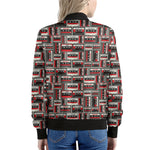 Retro Cassette Tape Pattern Print Women's Bomber Jacket