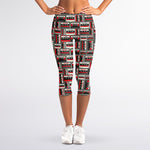 Retro Cassette Tape Pattern Print Women's Capri Leggings