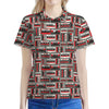 Retro Cassette Tape Pattern Print Women's Polo Shirt