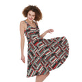 Retro Cassette Tape Pattern Print Sleeveless Knee Length Dress