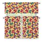 Retro Colorful Butterfly Pattern Print 3 Piece Kitchen Curtains