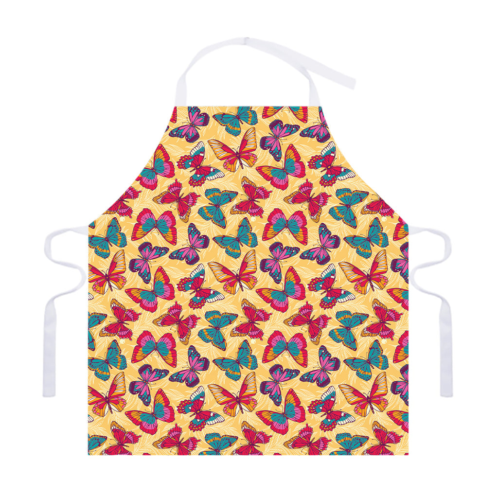Retro Colorful Butterfly Pattern Print Adjustable Apron