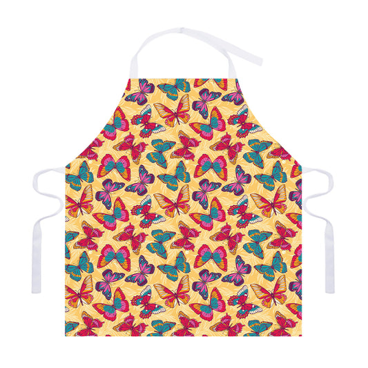 Retro Colorful Butterfly Pattern Print Adjustable Apron