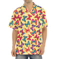 Retro Colorful Butterfly Pattern Print Aloha Shirt
