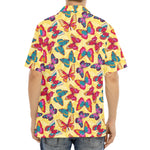 Retro Colorful Butterfly Pattern Print Aloha Shirt