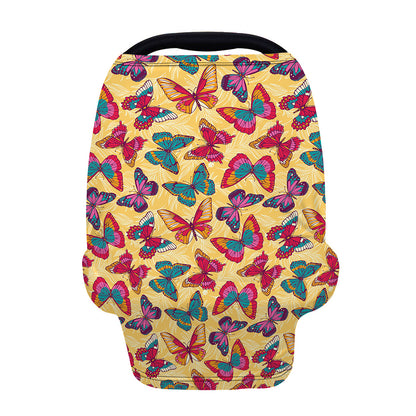 Retro Colorful Butterfly Pattern Print Baby Seat Cover