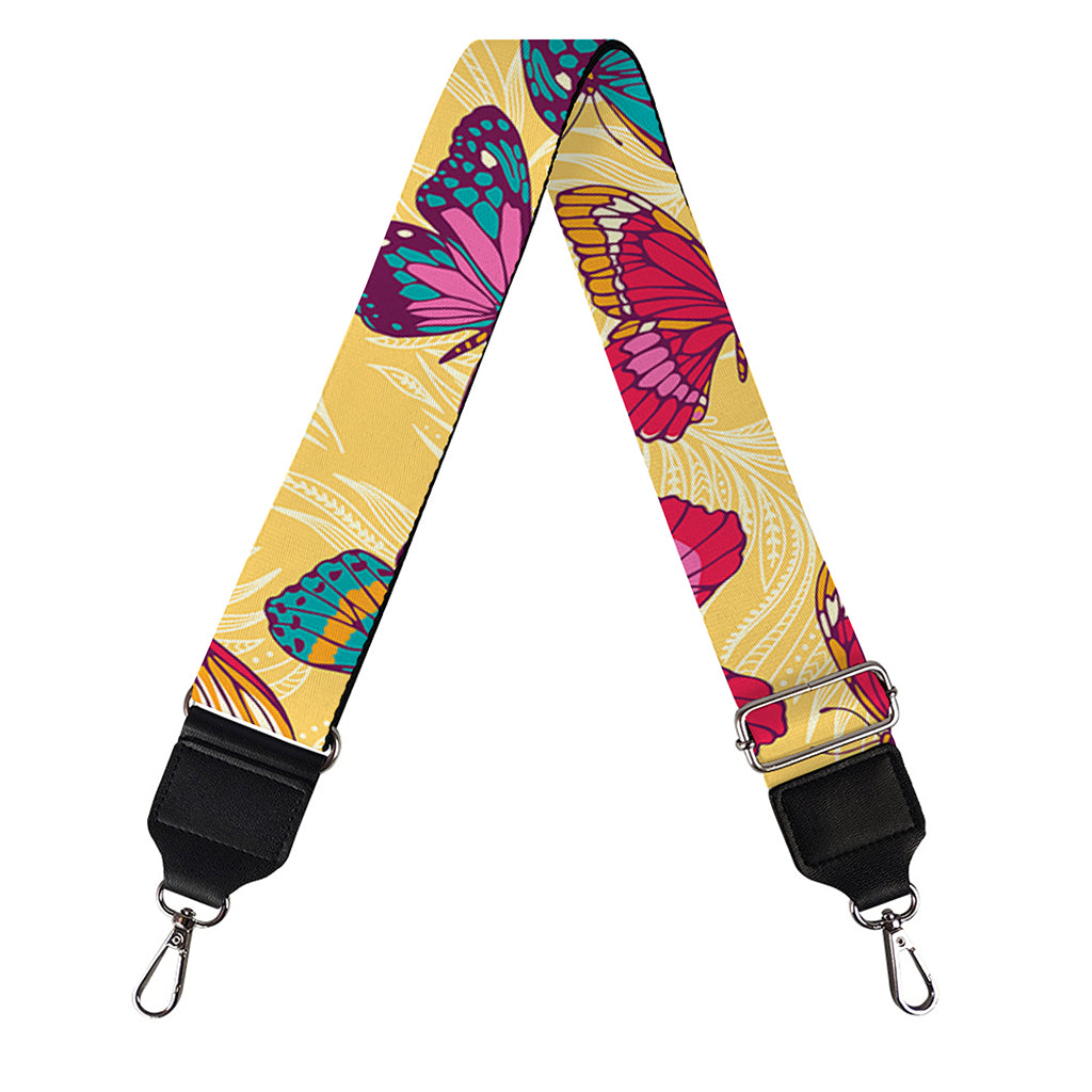 Retro Colorful Butterfly Pattern Print Bag Strap