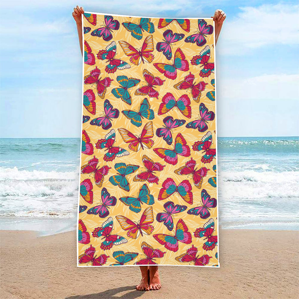 Retro Colorful Butterfly Pattern Print Beach Towel