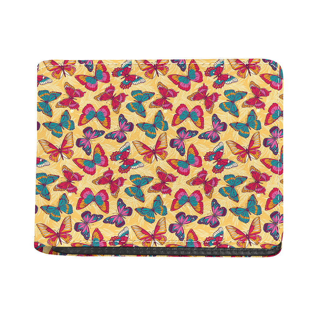 Retro Colorful Butterfly Pattern Print Bifold Wallet