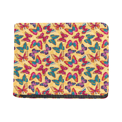 Retro Colorful Butterfly Pattern Print Bifold Wallet