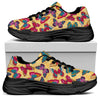 Retro Colorful Butterfly Pattern Print Black Chunky Shoes