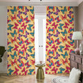 Retro Colorful Butterfly Pattern Print Dimout Pencil Pleat Curtains