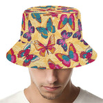 Retro Colorful Butterfly Pattern Print Bucket Hat