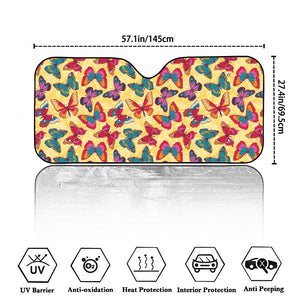 Retro Colorful Butterfly Pattern Print Car Windshield Sun Shade