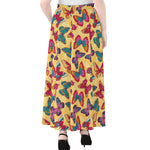 Retro Colorful Butterfly Pattern Print Chiffon Maxi Skirt