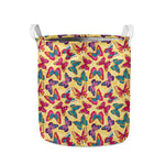 Retro Colorful Butterfly Pattern Print Collapsible Laundry Basket