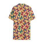 Retro Colorful Butterfly Pattern Print Cotton Hawaiian Shirt