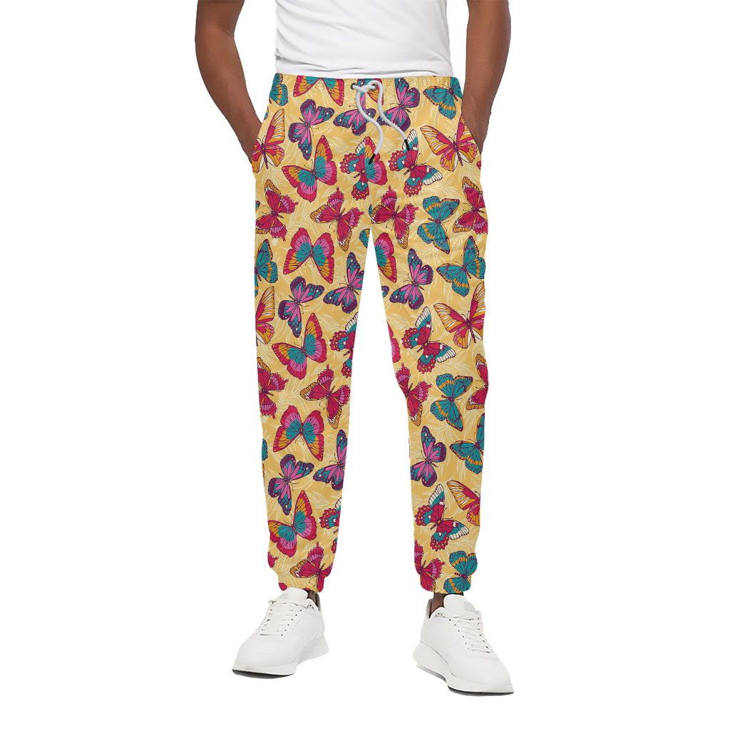 Retro Colorful Butterfly Pattern Print Cotton Pants