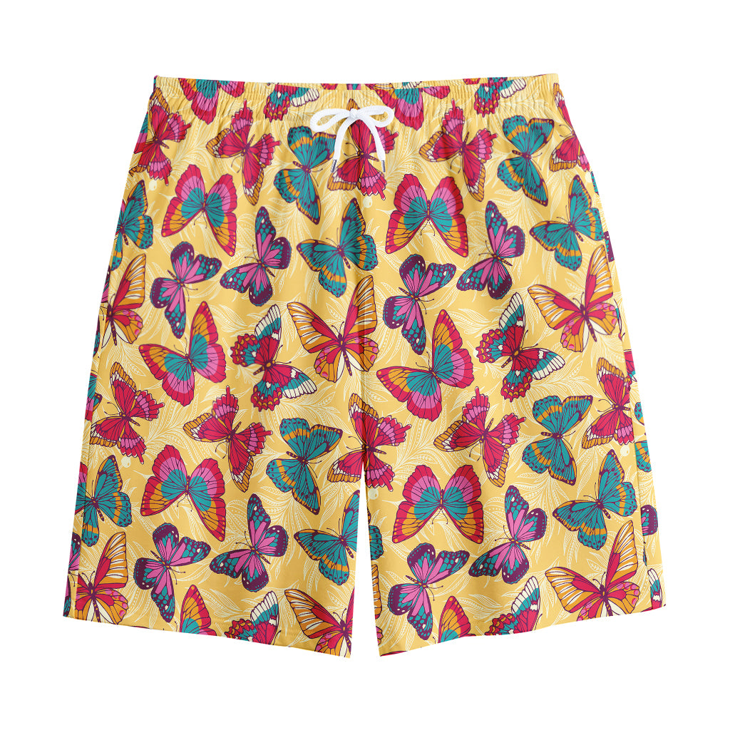 Retro Colorful Butterfly Pattern Print Cotton Shorts