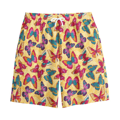 Retro Colorful Butterfly Pattern Print Cotton Shorts