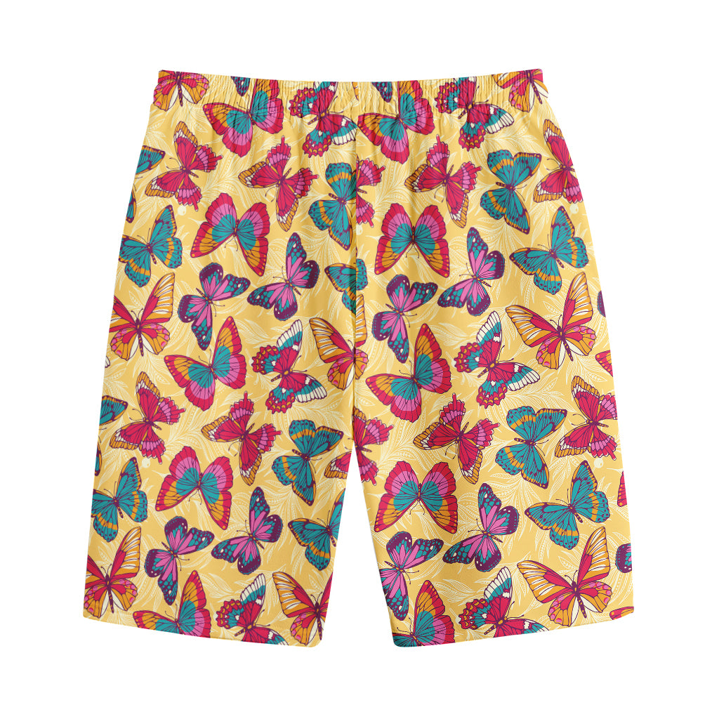 Retro Colorful Butterfly Pattern Print Cotton Shorts