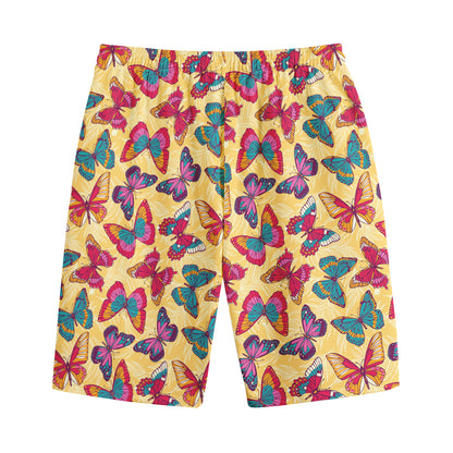 Retro Colorful Butterfly Pattern Print Cotton Shorts