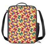 Retro Colorful Butterfly Pattern Print Crossbody Lunch Bag