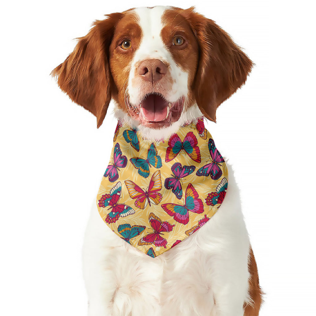 Retro Colorful Butterfly Pattern Print Dog Bandana