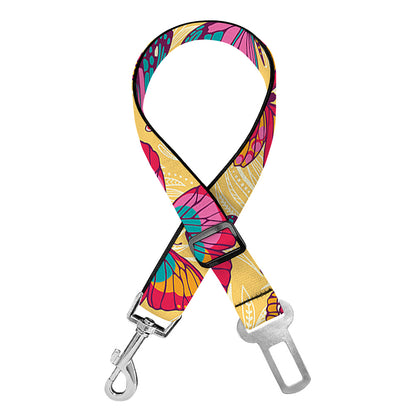 Retro Colorful Butterfly Pattern Print Dog Seat Belt