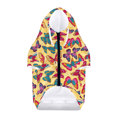 Retro Colorful Butterfly Pattern Print Dog Zip Up Hoodie