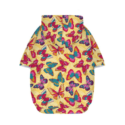 Retro Colorful Butterfly Pattern Print Dog Zip Up Hoodie