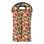 Retro Colorful Butterfly Pattern Print Double Neoprene Wine Tote
