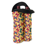 Retro Colorful Butterfly Pattern Print Double Neoprene Wine Tote