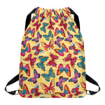 Retro Colorful Butterfly Pattern Print Drawstring Backpack