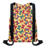 Retro Colorful Butterfly Pattern Print Drawstring Backpack