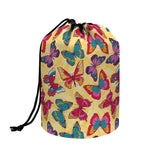Retro Colorful Butterfly Pattern Print Drawstring Makeup Bag