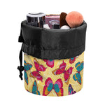 Retro Colorful Butterfly Pattern Print Drawstring Makeup Bag