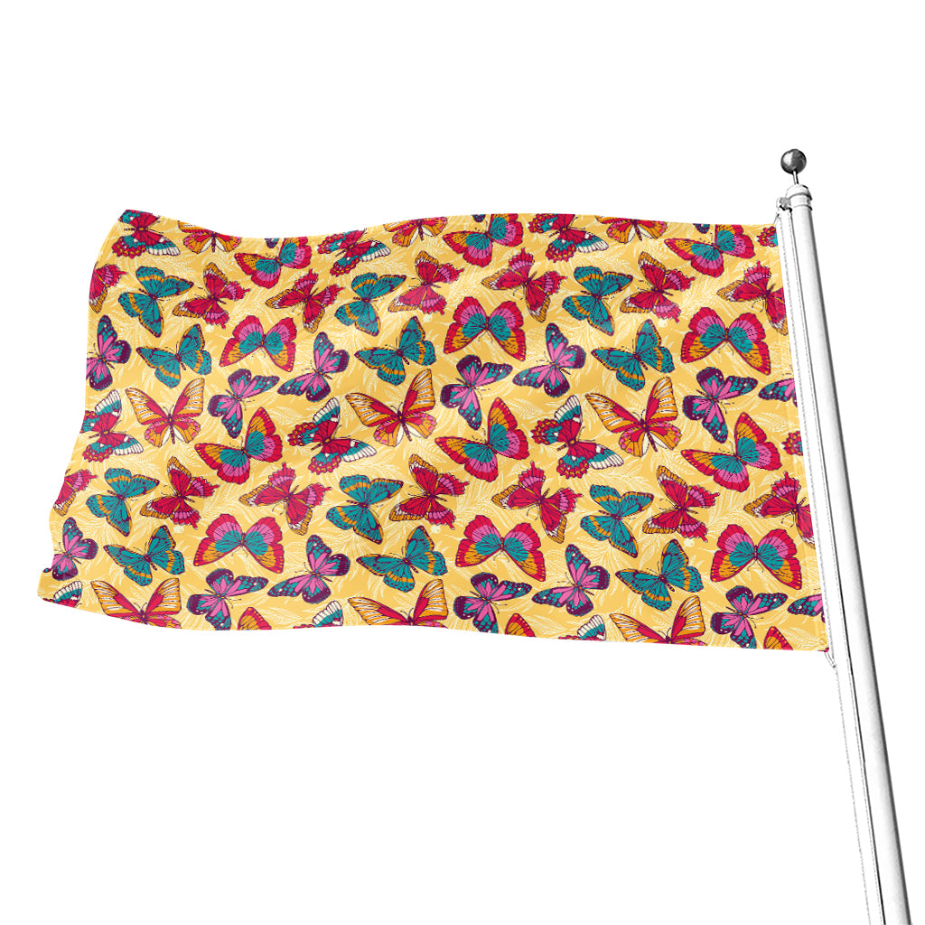 Retro Colorful Butterfly Pattern Print Flag