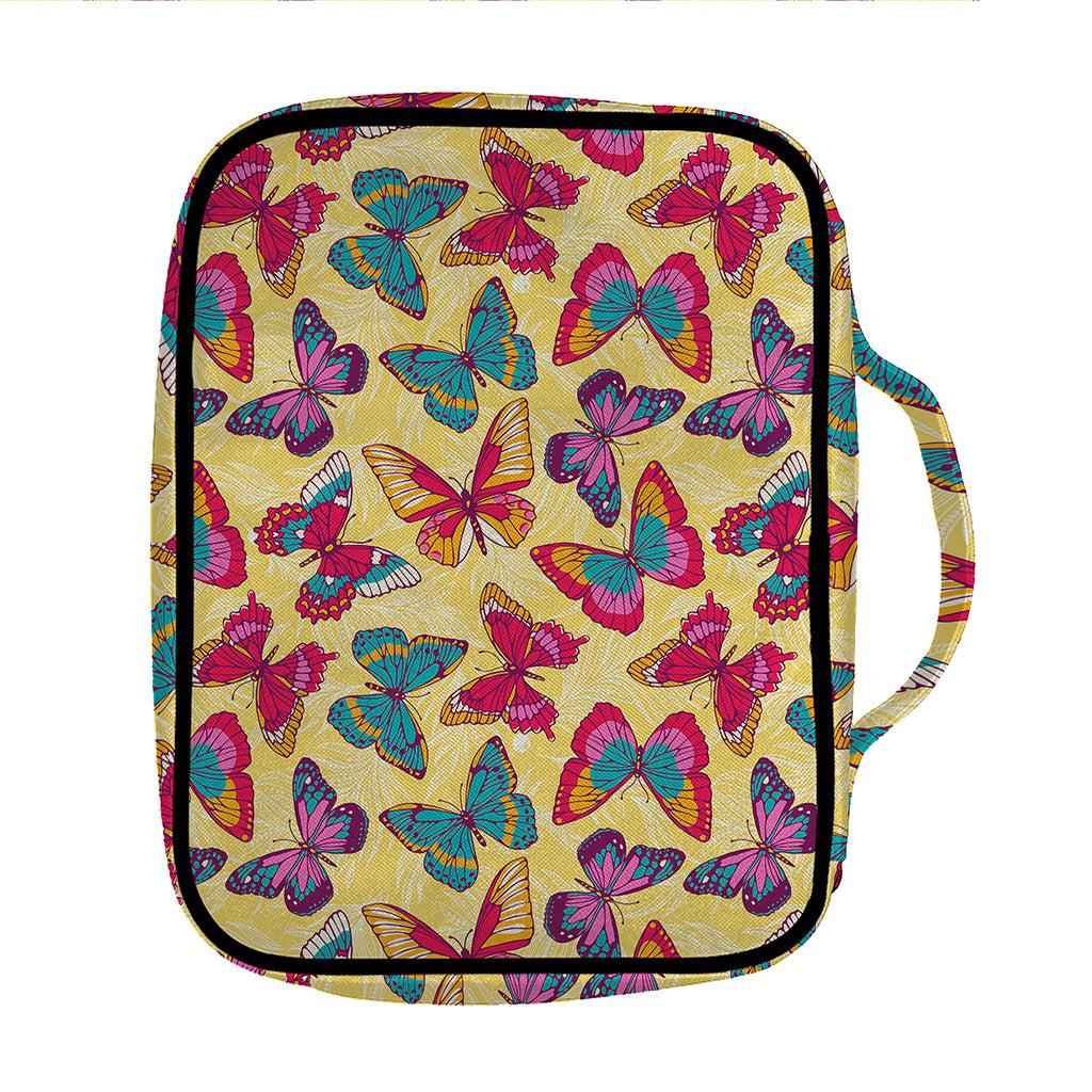 Retro Colorful Butterfly Pattern Print Front Pocket Bible Bag