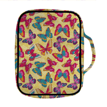 Retro Colorful Butterfly Pattern Print Front Pocket Bible Bag