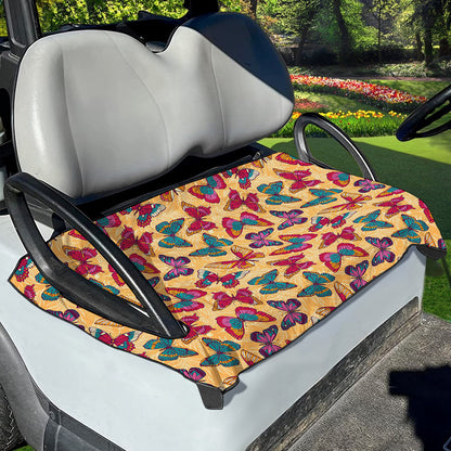Retro Colorful Butterfly Pattern Print Golf Cart Seat Cover