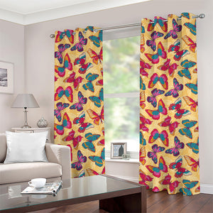 Retro Colorful Butterfly Pattern Print Grommet Curtains