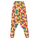 Retro Colorful Butterfly Pattern Print Hammer Pants