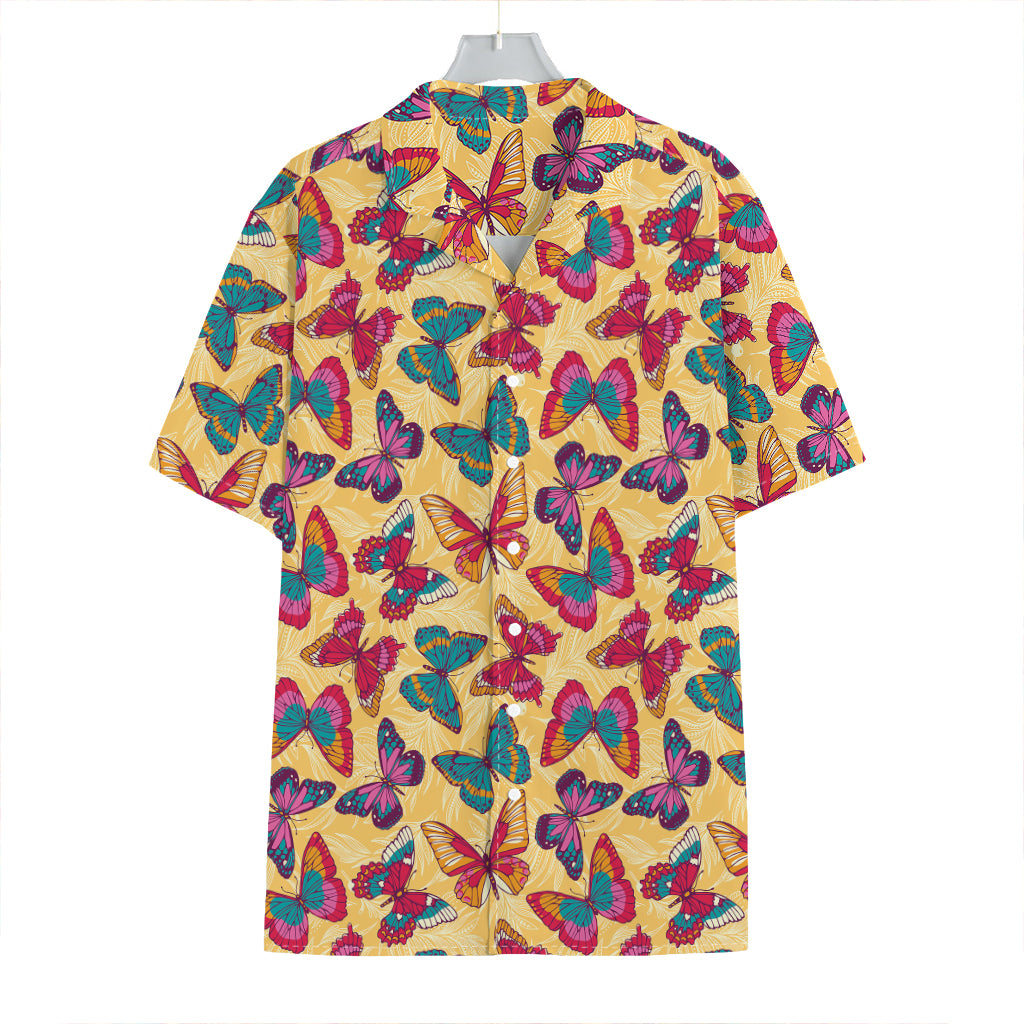 Retro Colorful Butterfly Pattern Print Hawaiian Shirt