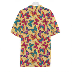 Retro Colorful Butterfly Pattern Print Hawaiian Shirt